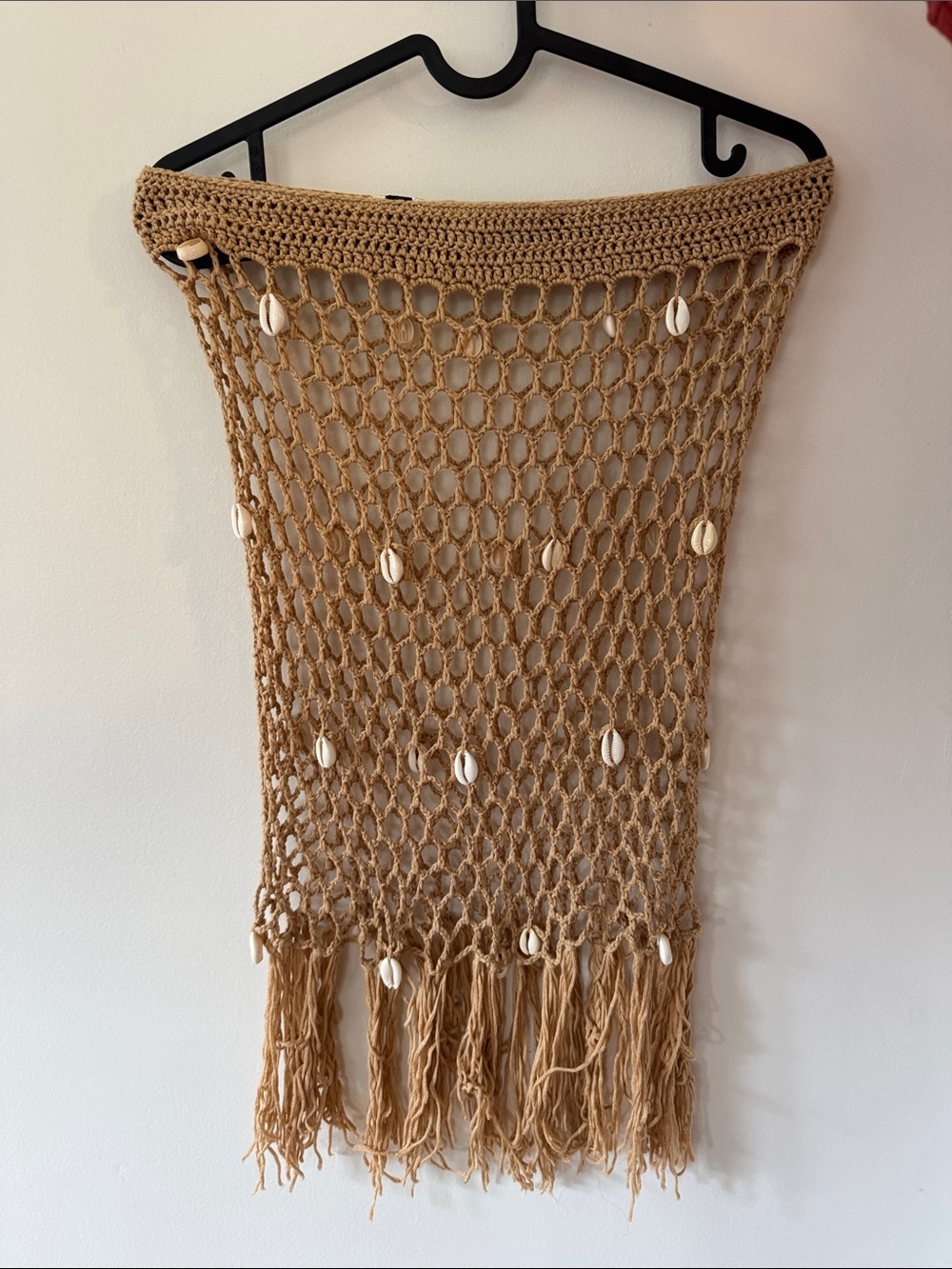Crochet seashell fringe skirt